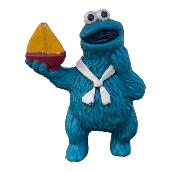 Muppets Tara Toys Sesame Street Cookie Monster 3” Figure holding Sailboat 1980s - Picture 1 of 3